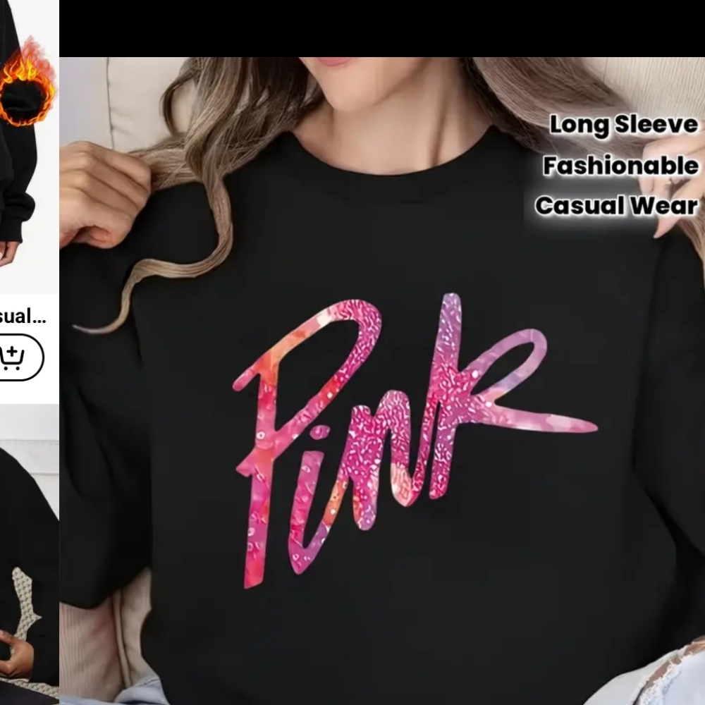 Black Sweatshirt with Pink Graphic